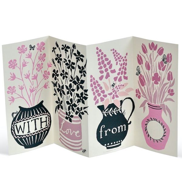 Decorative greeting card with floral designs and &