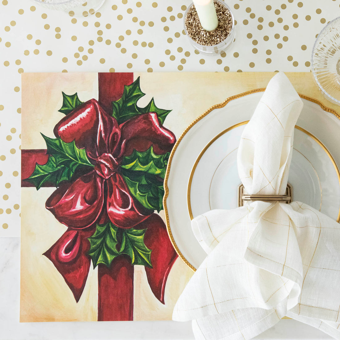 Christmas table setting with Christmas Present Placemat