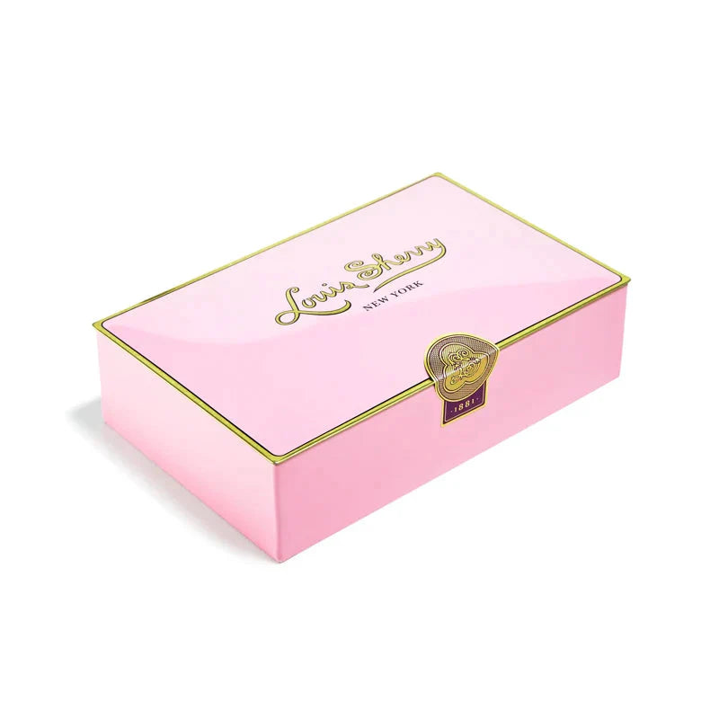 Pink jewelry box with gold accents and &