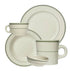 Fishs Eddy Greenband dinnerware set including mugs, and 2 sizes of plates. 
