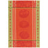 Kitchen towel printed with tomatoes on red and green. 