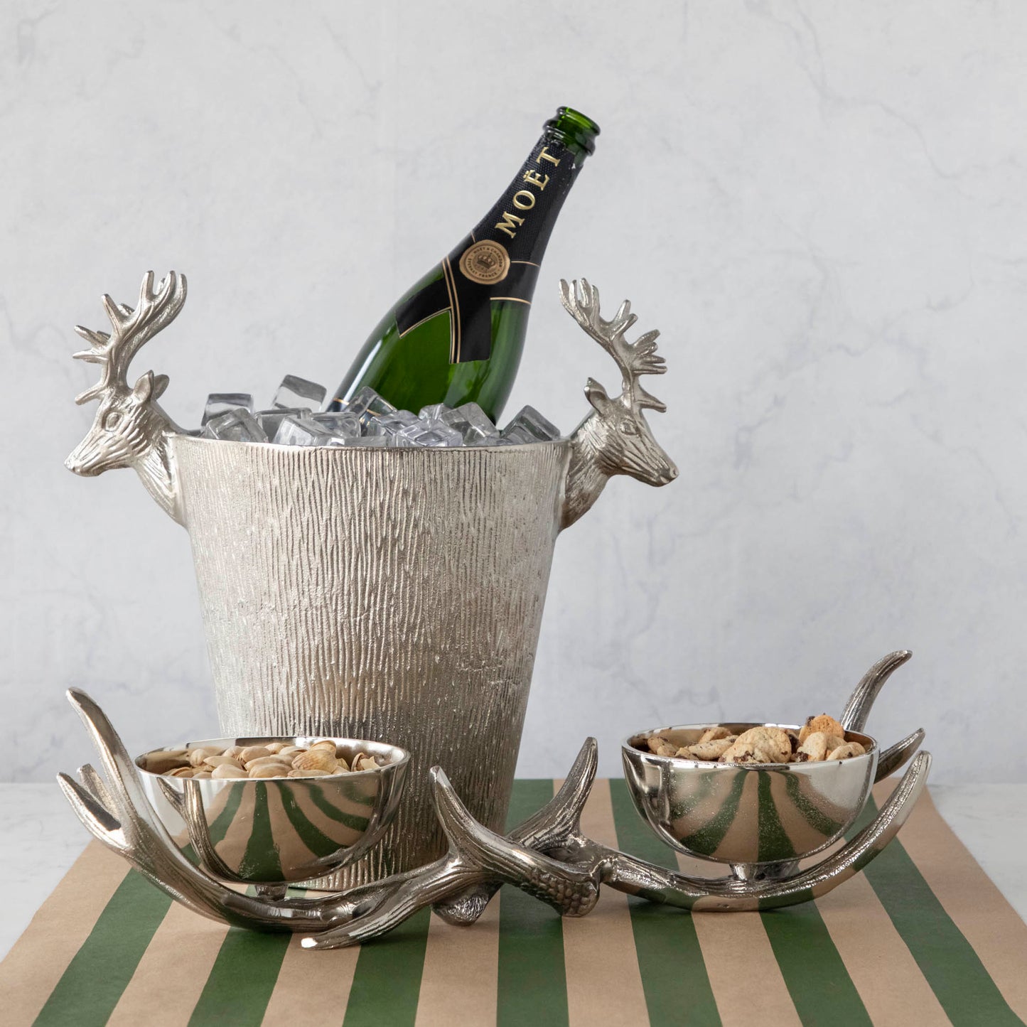 Gold Stag Head Wine Cooler Ice Bucket