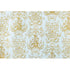 Decorative gold pattern on a light blue background