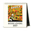 2027 calendar for book lovers with a colorful bookshelf design on a white background