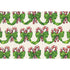 Pattern of candy canes and green bows on a beige background