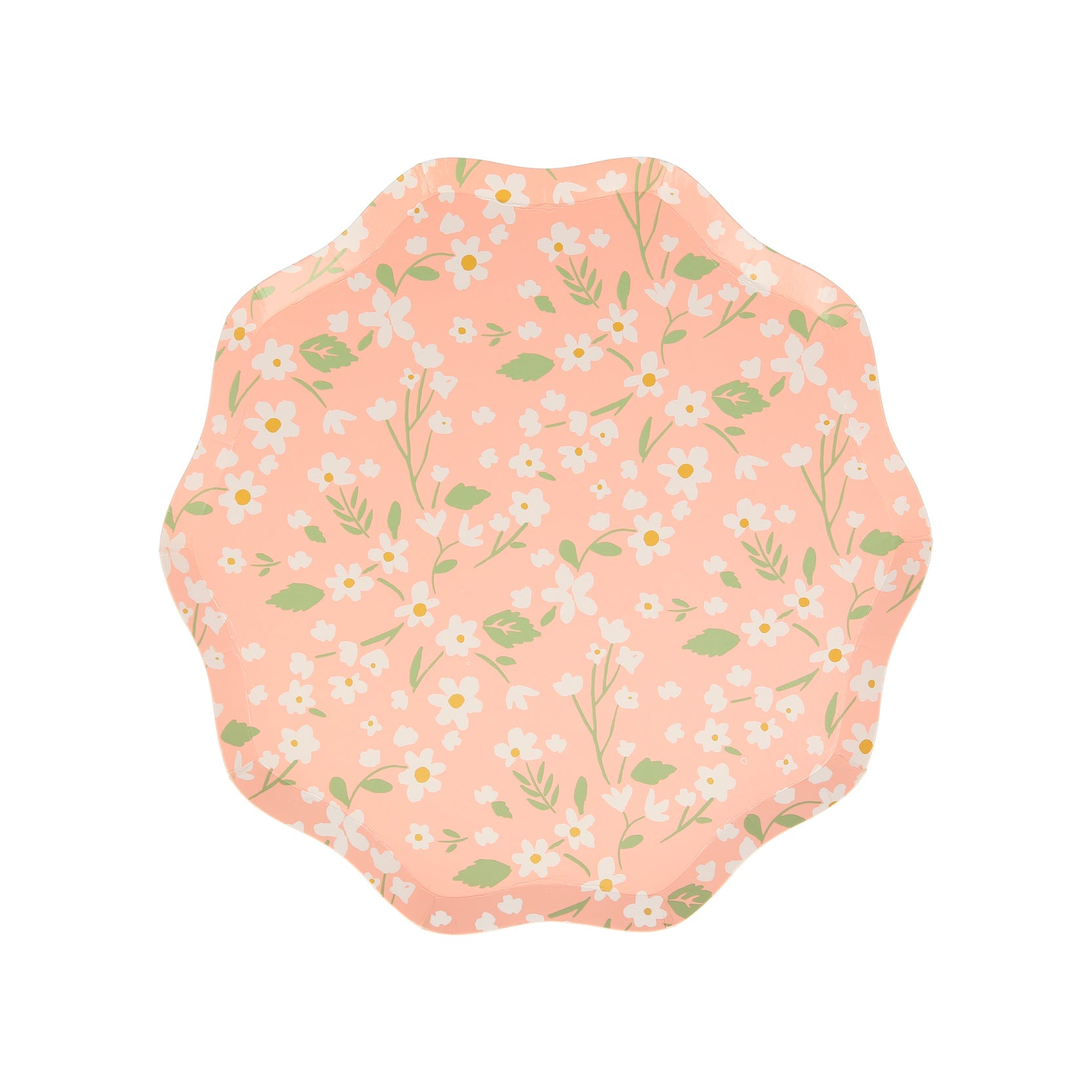 A set of four Ditsy Floral Plates with a floral pattern of daisies on them by Meri Meri.