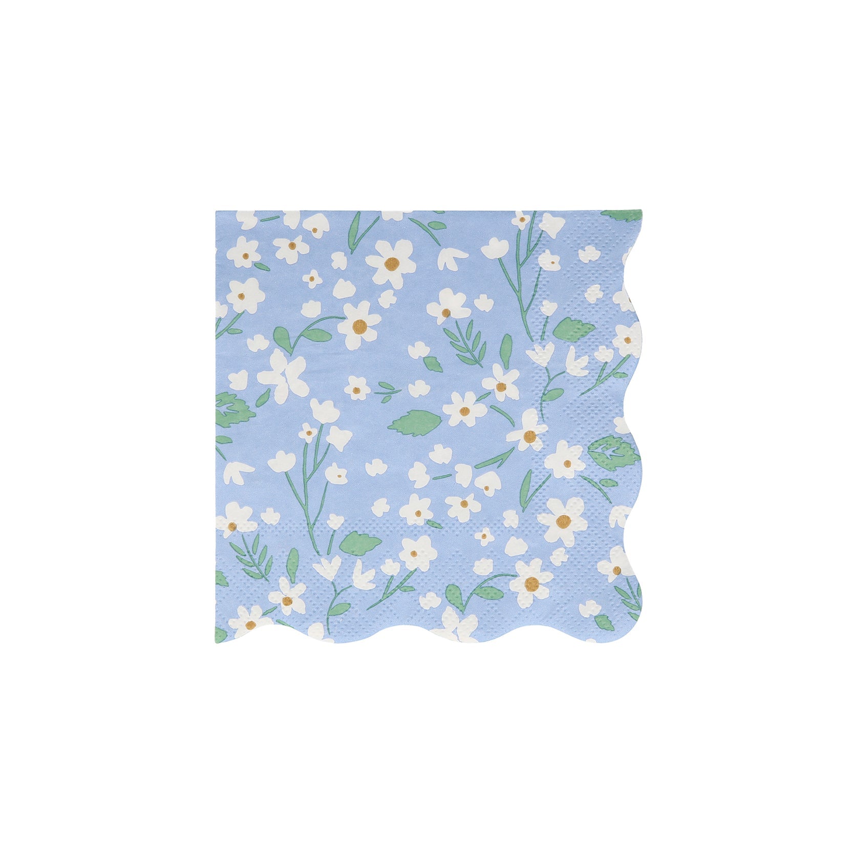 A blue Ditsy Floral napkin from Meri Meri.