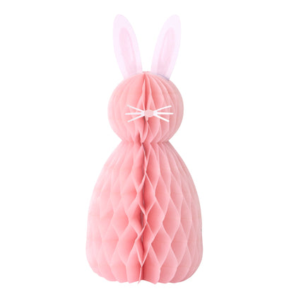 A pink bunny with a bunny head on a white background, perfect for Meri Meri Easter Honeycomb Decorations.