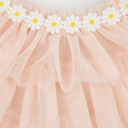 A Peach Tulle Bunny Costume with daisies on it, perfect for Easter and Spring celebrations, from the brand Meri Meri.