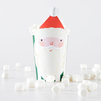 Close up of Santa Christmas Honeycomb Cup