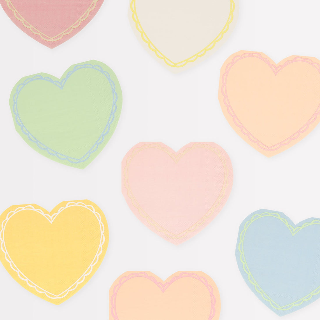 A group of Meri Meri pastel heart napkins.