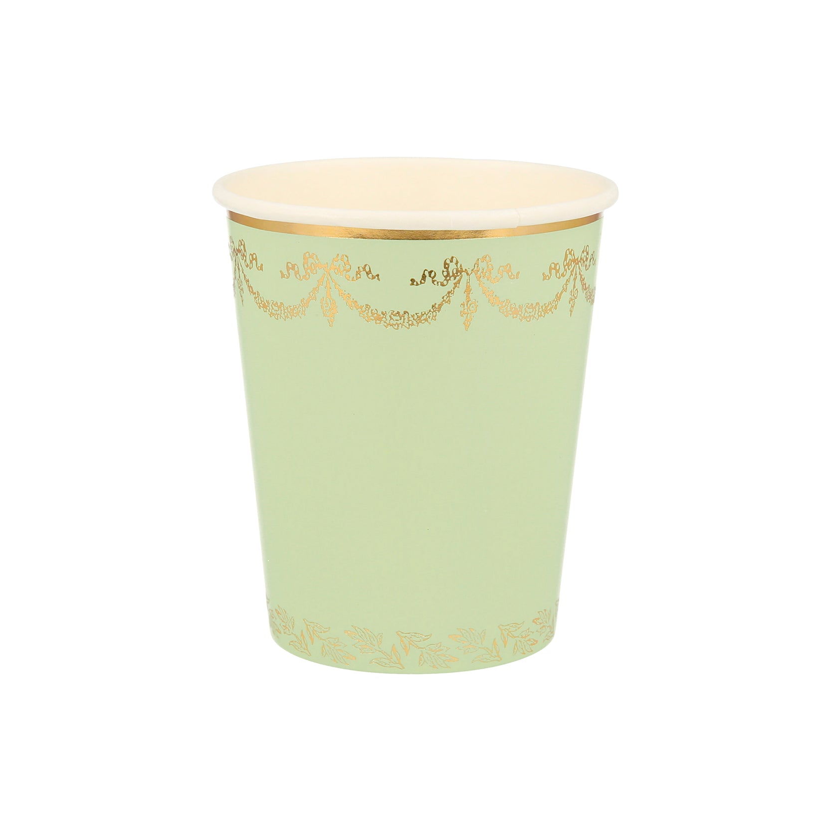 A Ladurée Paris cup with gold trim, made by Meri Meri.