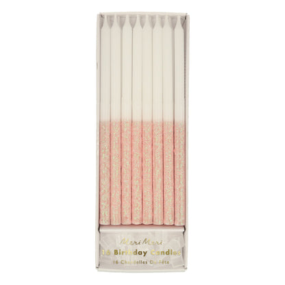 Pale Pink Glitter Dipped Candles