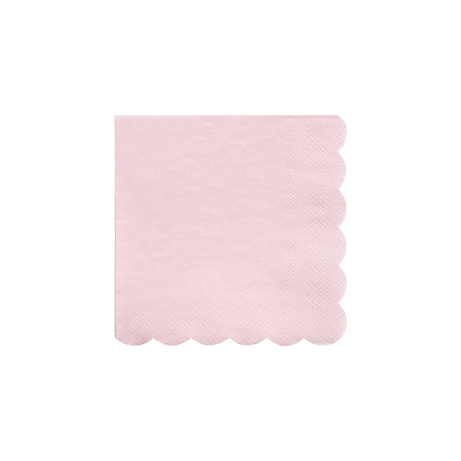 A Candy Pink Paper Napkin with a scallop edge on a white background by Meri Meri.