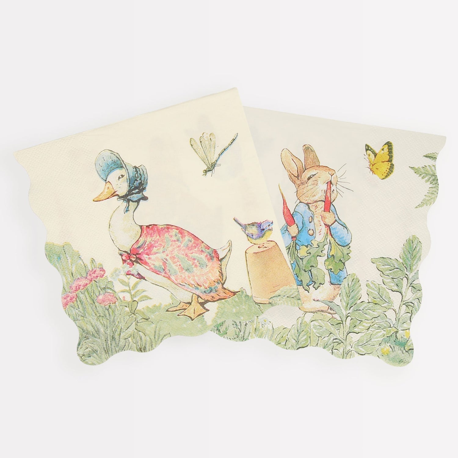 Set of 2 Peter Rabbit in The Garden napkins for party table by Meri Meri.