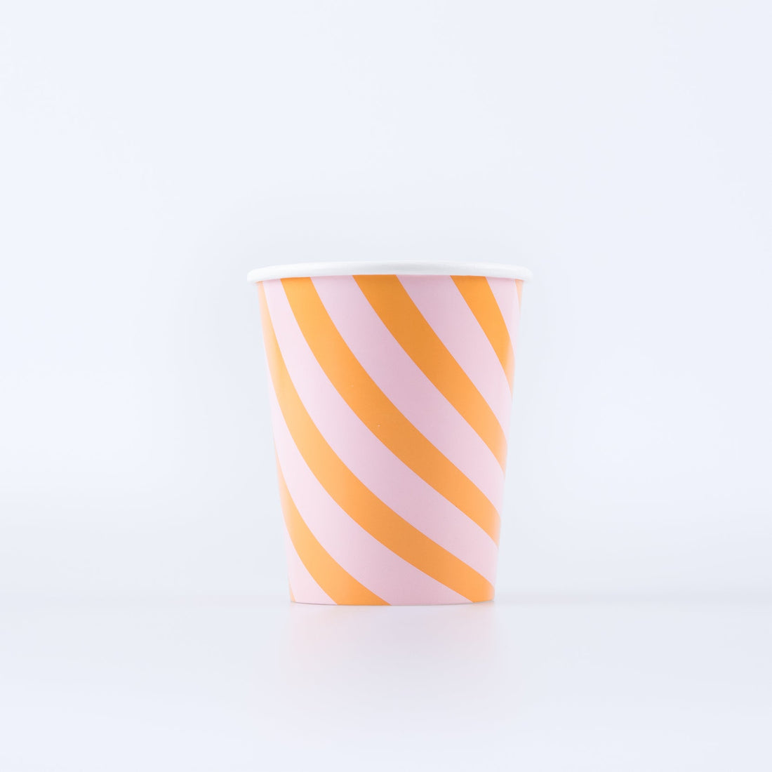 Pink and orange stripy paper cup