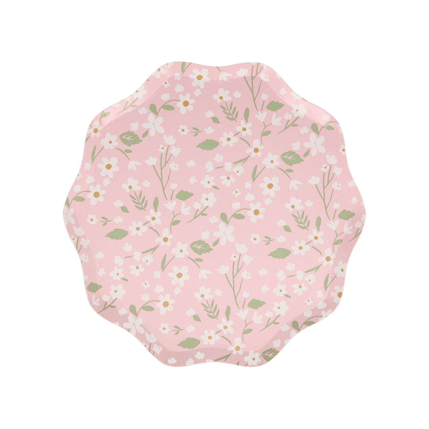 A set of four Ditsy Floral Plates with a floral pattern of daisies on them by Meri Meri.