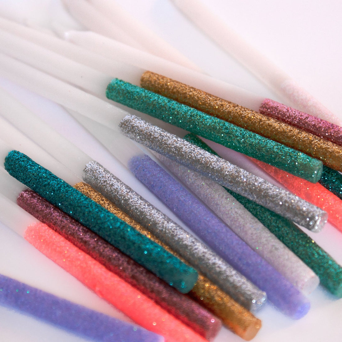 Multicolored Dipped Glitter Candles