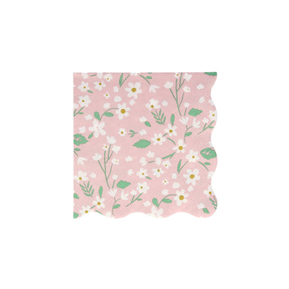 A pink Ditsy Floral Napkin by Meri Meri.