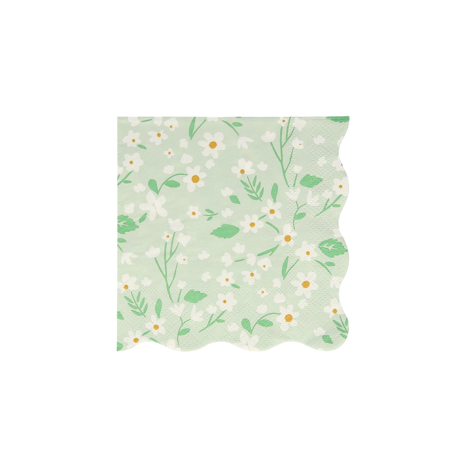 A green Ditsy Floral Napkins with a floral pattern by Meri Meri.
