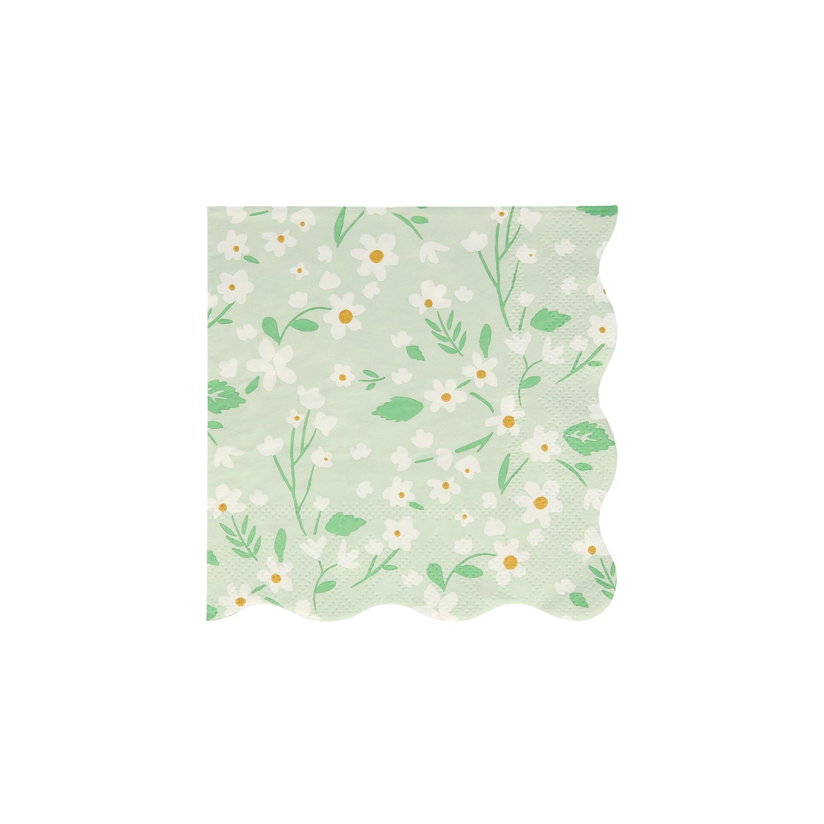 A green Ditsy Floral Napkins with a floral pattern by Meri Meri.