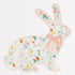 A white bunny with a pink bow on an Easter celebration Meri Meri Elegant Floral Bunny Shaped Plate.