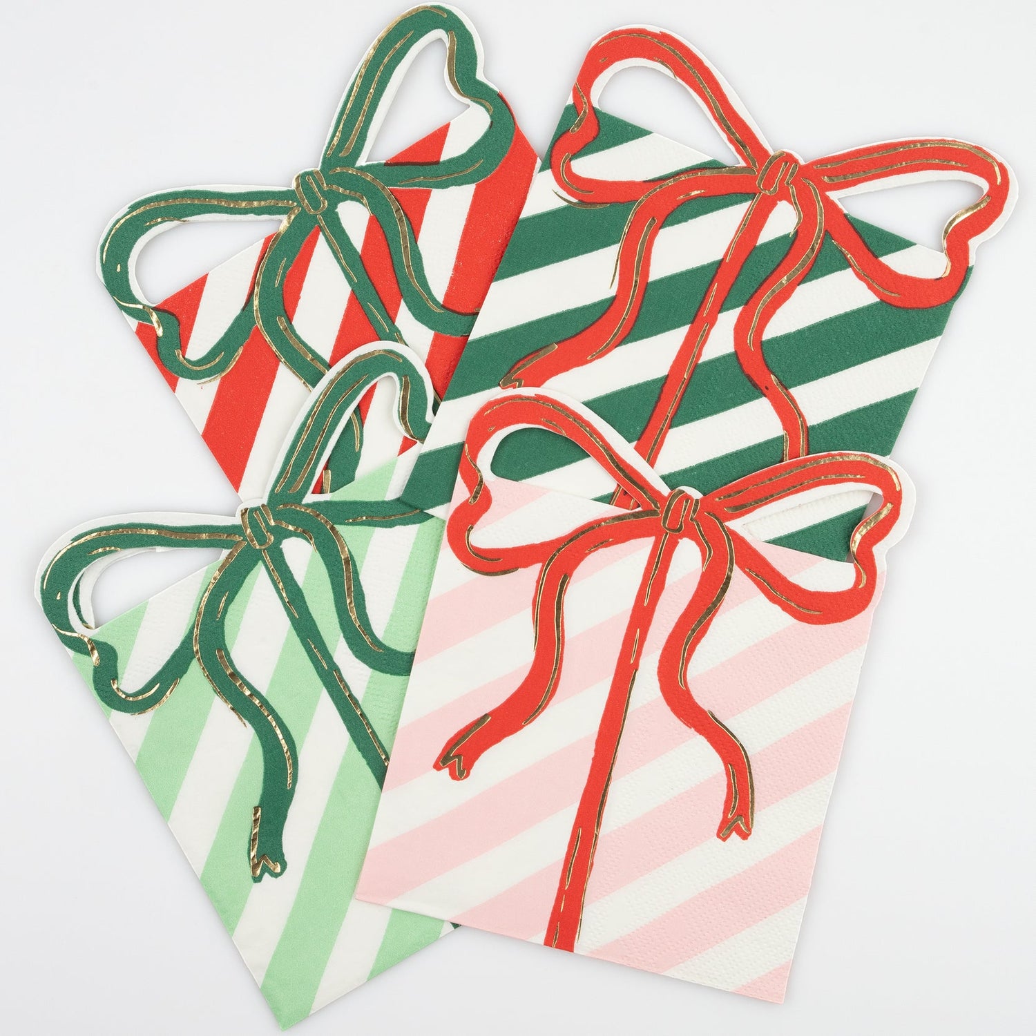  pink, mint, green and red  present shaped napkins