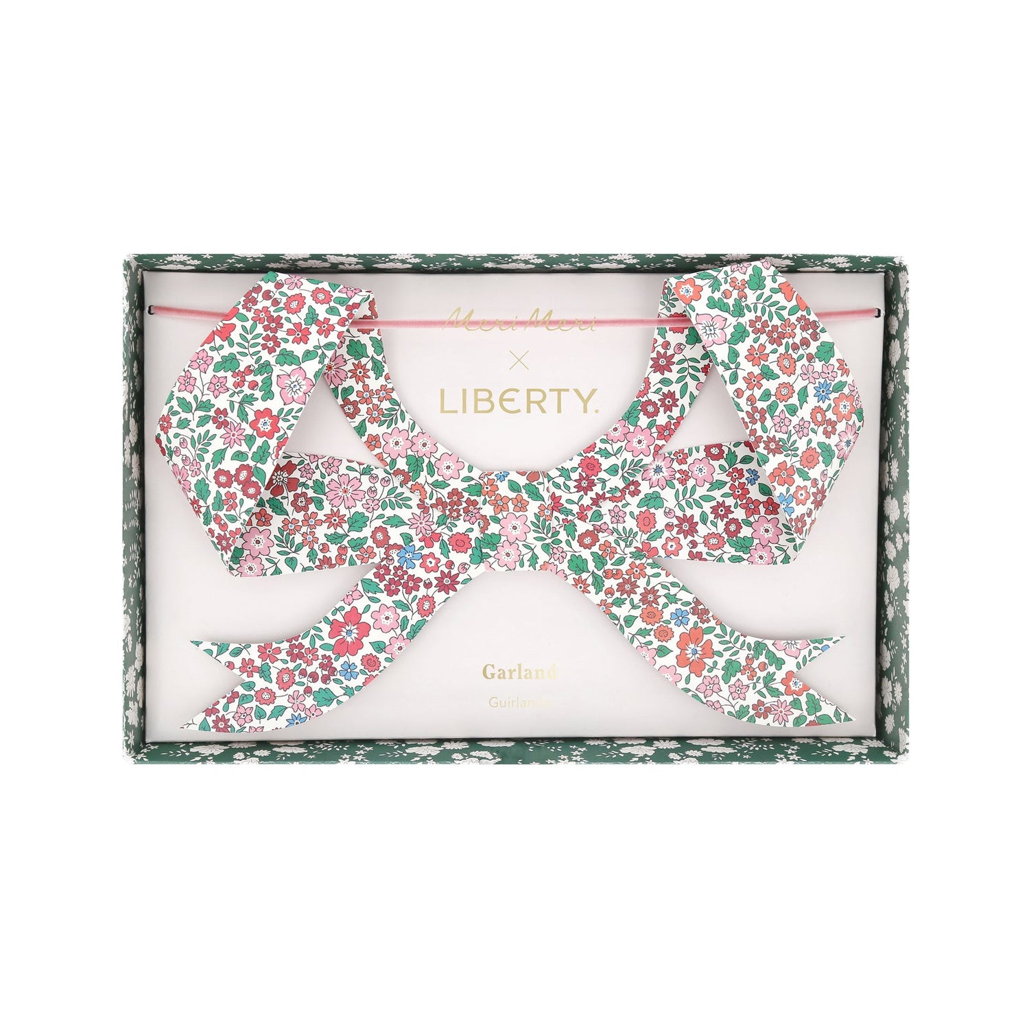 Packaging for Meri Meri x Liberty Festive Bow Garland. 