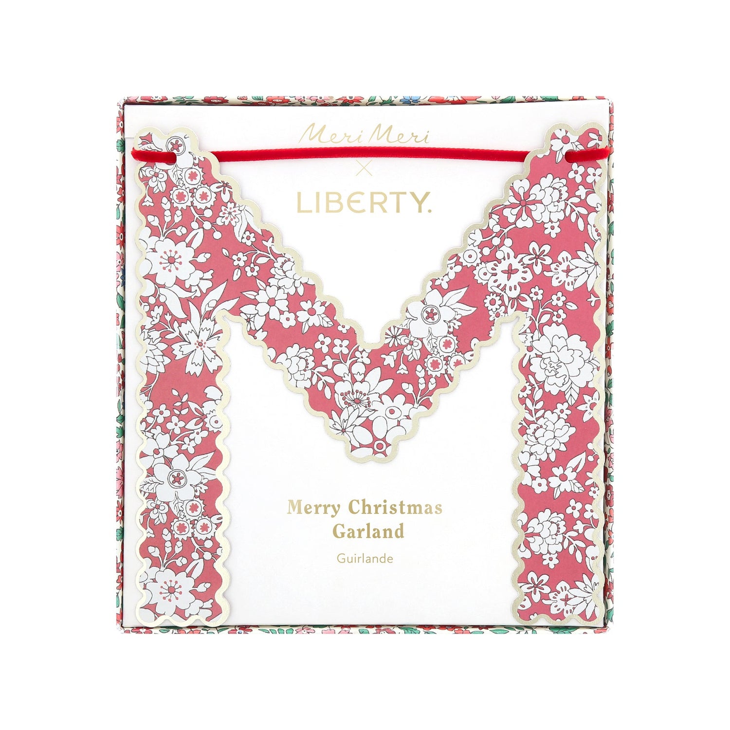 Liberty London Christmas garland packaging with floral design and &