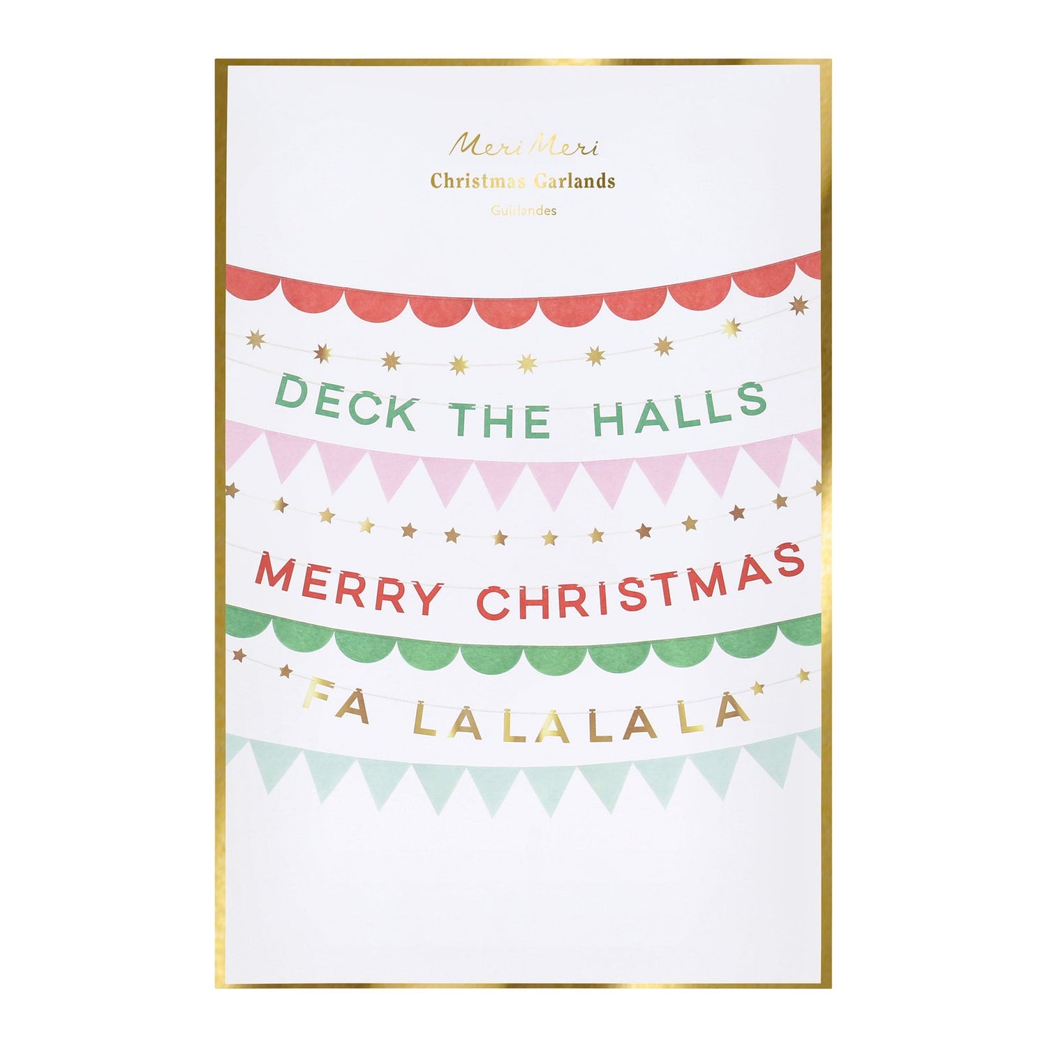 Christmas-themed decorative paper with festive text and patterns on a white background.