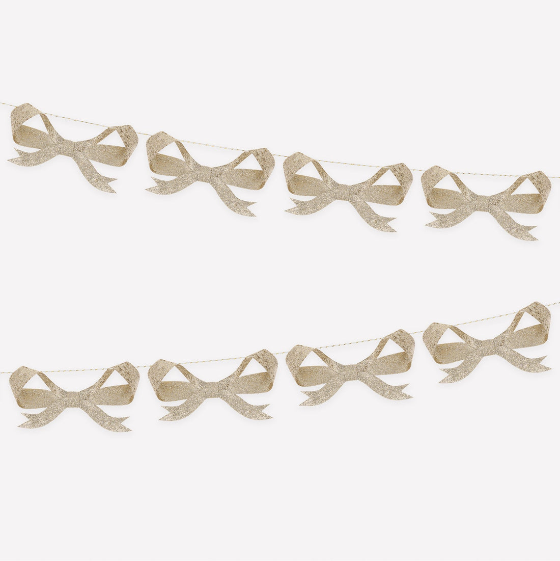 Gold bow garland on a white background.