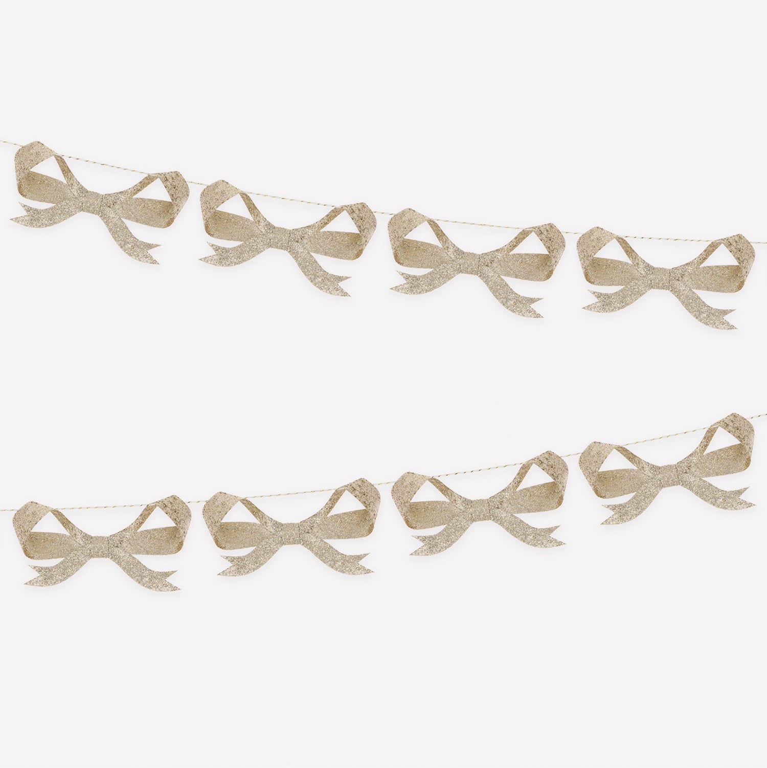 Gold bow garland on a white background.