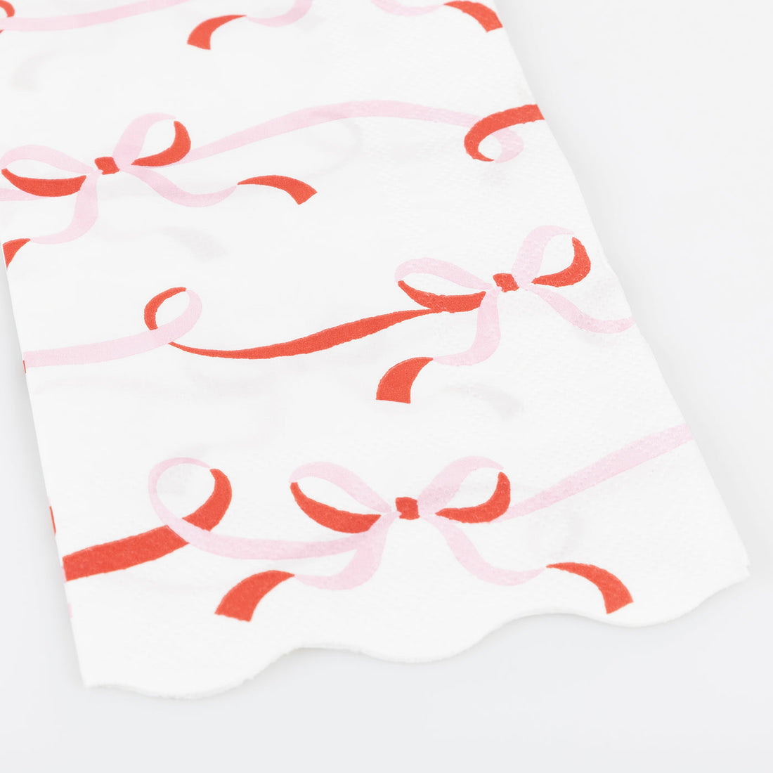 Close up of ribbon napkin. 