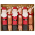 Christmas Character Crackers in a box, featuring a happy Santa and a sweetly smiling reindeer, beautifully embellished with velvet ribbons and gold foil detail. Each contains a small gift, a hat and a joke.