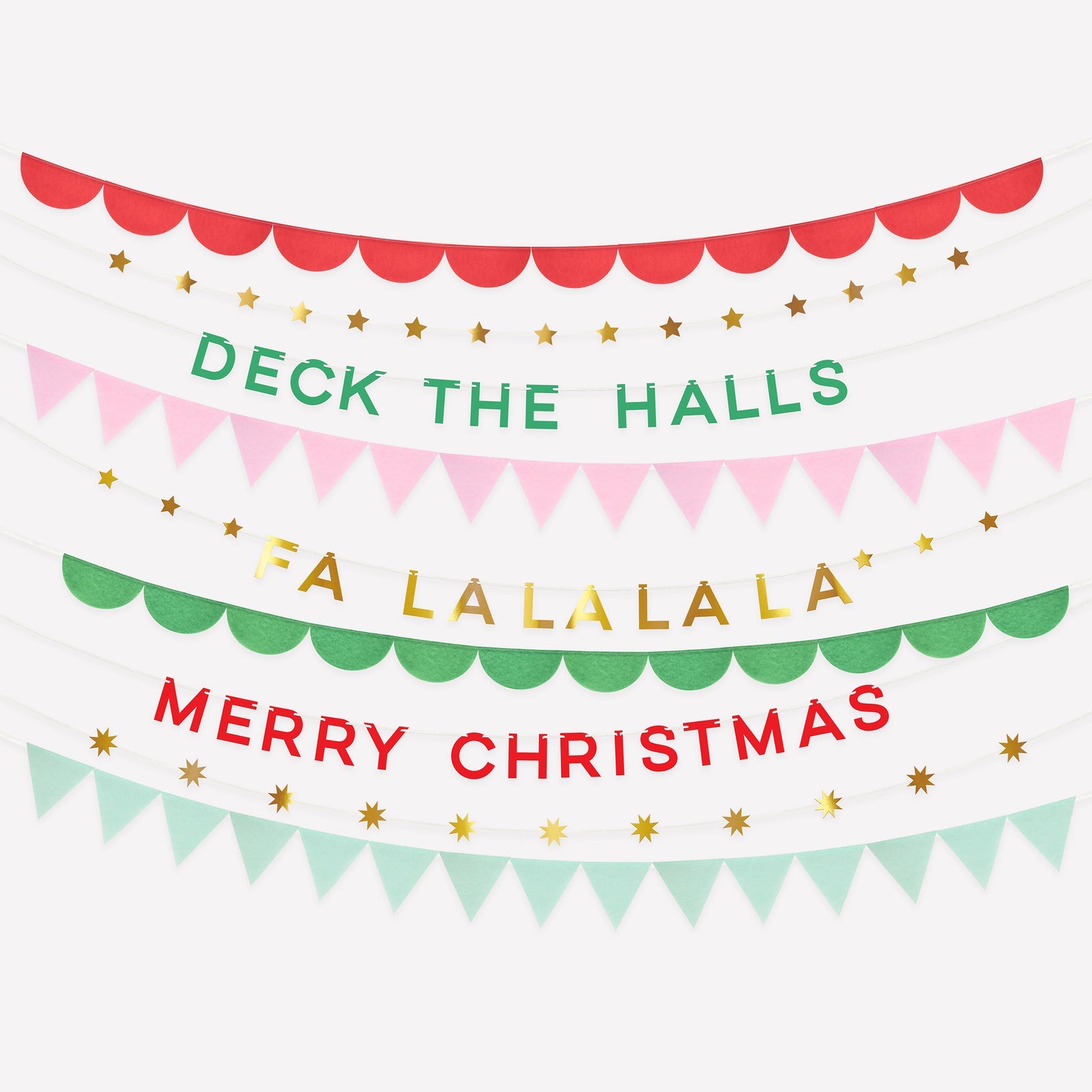 Christmas-themed decorative banner with festive text and colors on a white background.
