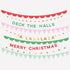 Christmas-themed decorative banner with festive text and colors on a white background.
