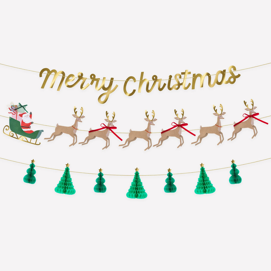 Christmas-themed banner with gold &