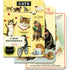 Set of three mini notebooks with cat illustrations on a white background.