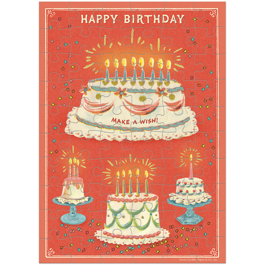 Birthday cake puzzle with candles and &