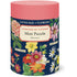 Floral-themed mini puzzle packaging with colorful flowers on a navy background
