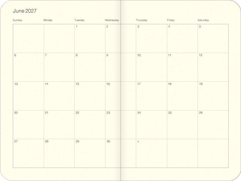 Calendar for June 2027 with days of the week labeled.