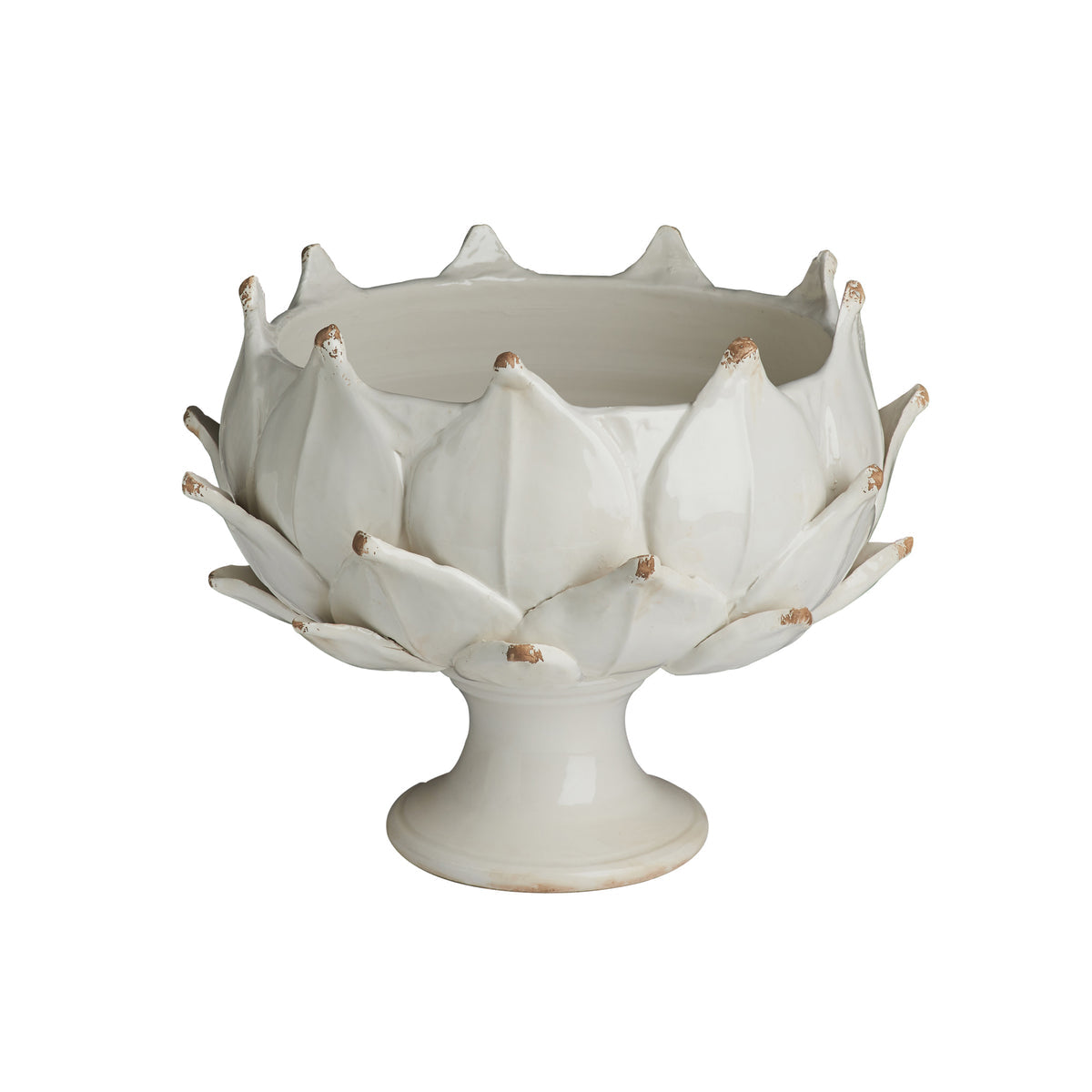 Footed White Artichoke Planter