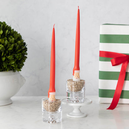 Unscented Santa Taper Candles, Set of 2