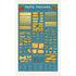 A kitchen towel featuring illustrations of pasta types with a blue background and yellow pasta illustrations.