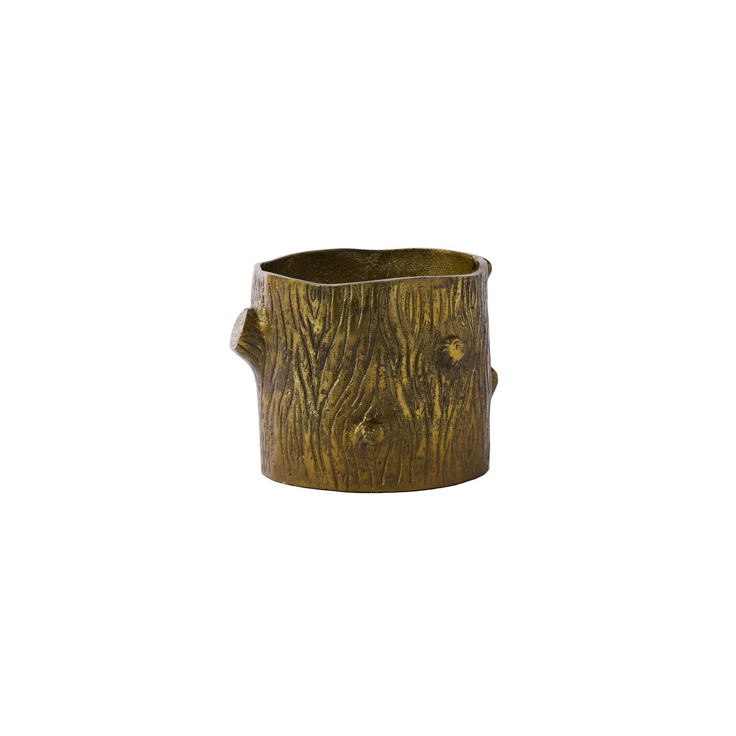 Wooden-textured vase on a white background.
