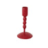 Red candle holder on a white background.