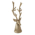 Decorative deer head with large antlers on a white background.