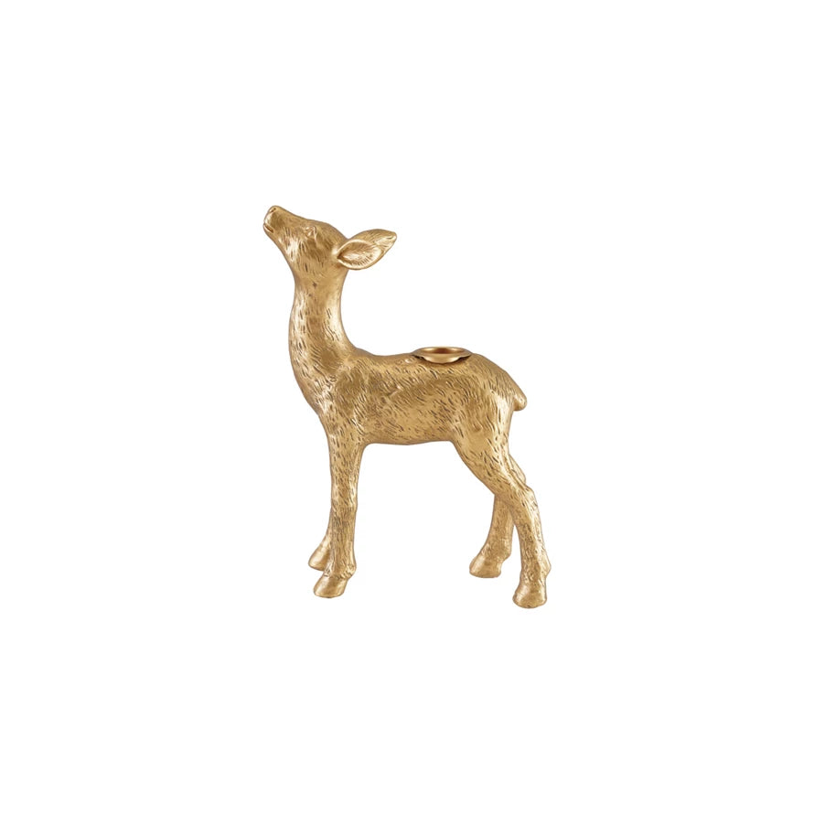 Antique Gold Finish Deer Shaped Taper Holder