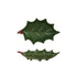 Two green holly leaf-shaped dishes on a white background.