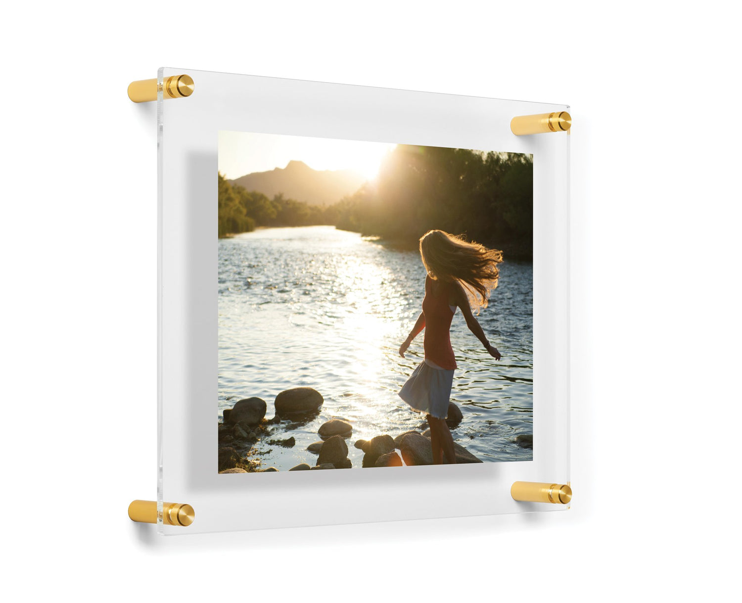 Double Panel Acrylic Floating Frames, Gold